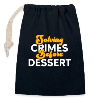 Murder Mystery Dinner Fun Night - Closable cotton gift bag (14x20cm) - navy - Front