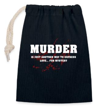 Murder Mystery Dinner Fun Night - Closable cotton gift bag (14x20cm) - navy - Front