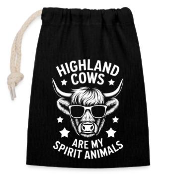 Highland Cow Highland Ecossais Highland Cattle Gift - Sac cadeau en coton avec cordon (14 x 20 cm) - noir - Devant