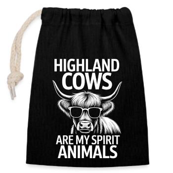 Highland Cow Highland Ecossais Highland Cattle Gift - Sac cadeau en coton avec cordon (14 x 20 cm) - noir - Devant