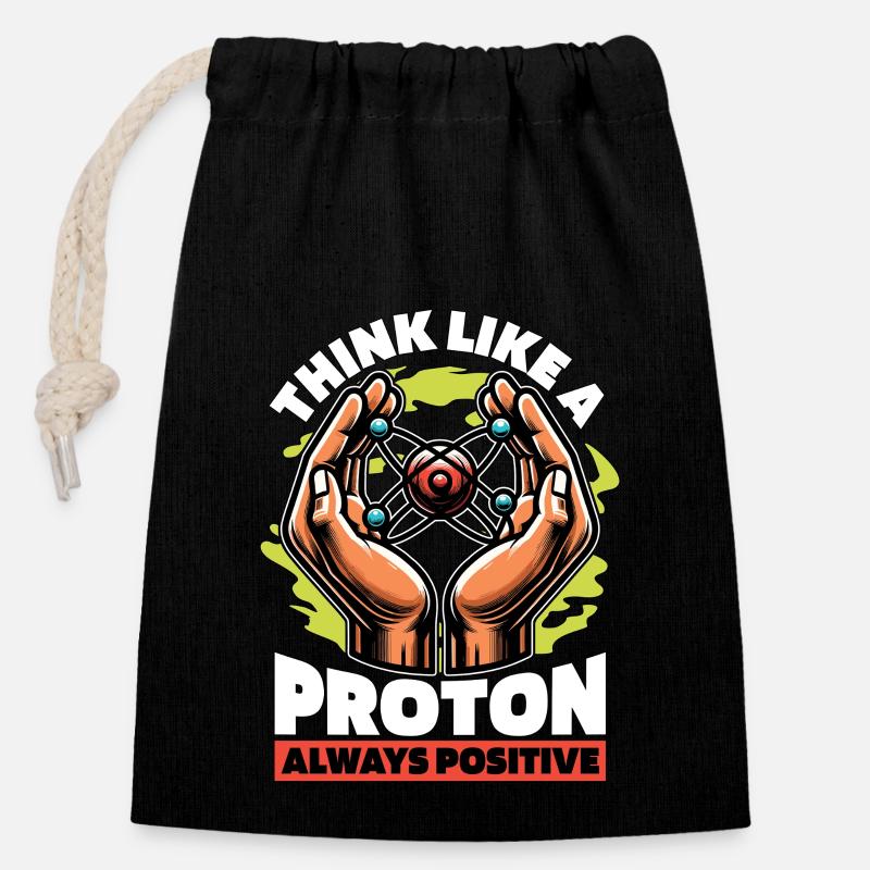 STEM Teacher Think Like A Proton Science Teacher - Verschließbarer Geschenkbeutel aus Baumwolle (14x20cm) - Schwarz