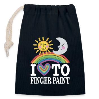 I Love Finger Paints Sun Moon Rainbow - Closable cotton gift bag (14x20cm) - navy - Front