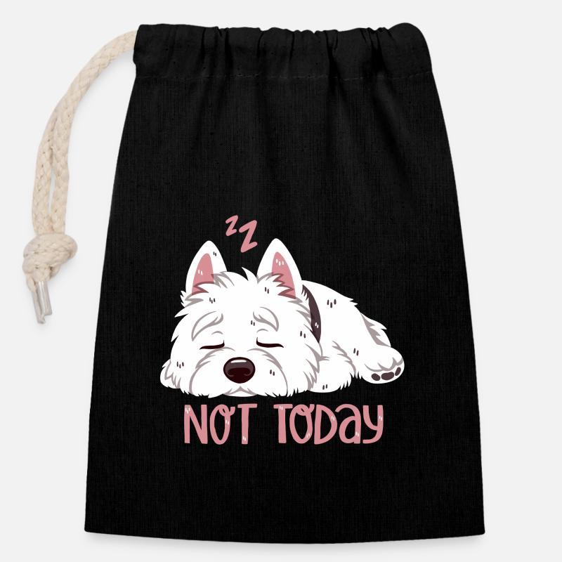 Not Today – Westie beim Chillen - Verschließbarer Geschenkbeutel aus Baumwolle (14x20cm) - Schwarz