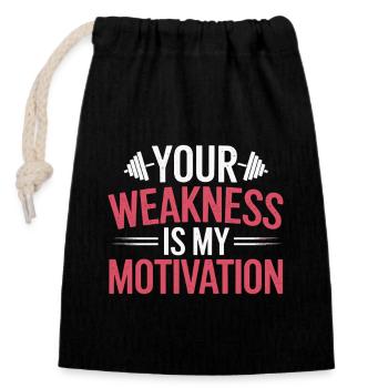 Weightlifter -coach -strength trainer powerlifting - Closable cotton gift bag (14x20cm) - black - Front