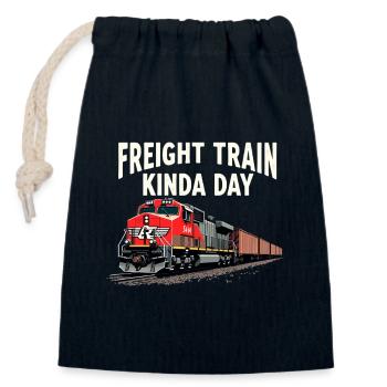 Trajet en train - aventure en locomotive - Sac cadeau en coton avec cordon (14 x 20 cm) - bleu marine - Devant