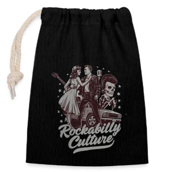 Rockabilly Culture Retro Musikstil - Verschließbarer Geschenkbeutel aus Baumwolle (14x20cm) - Schwarz - Vorne