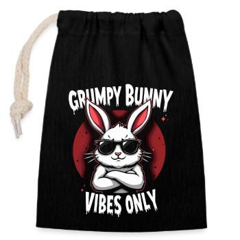 Lapin Conception d’animaux sarcastiques - Sac cadeau en coton avec cordon (14 x 20 cm) - noir - Devant