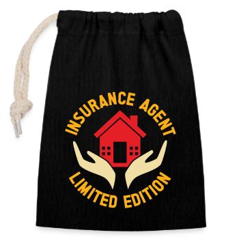 Insurance Agent Limited Edition Funny Insurance - Verschließbarer Geschenkbeutel aus Baumwolle (14x20cm) - Schwarz - Vorne