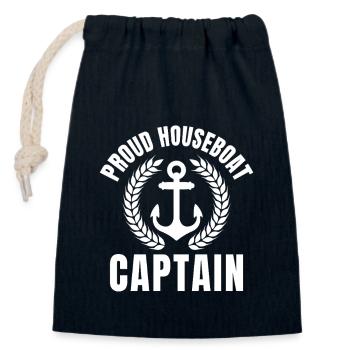Amateurs de péniches - Boat Lovers Houseboaters - Sac cadeau en coton avec cordon (14 x 20 cm) - bleu marine - Devant