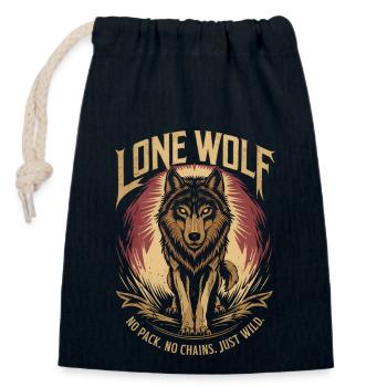 Lone Wolf - kein Rudel, keine Ketten, nur Wild - Verschließbarer Geschenkbeutel aus Baumwolle (14x20cm) - Navy - Vorne