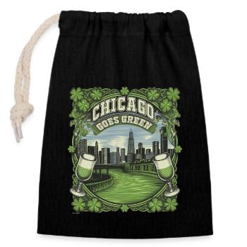 Chicago se met au vert - Sac cadeau en coton avec cordon (14 x 20 cm) - noir - Devant