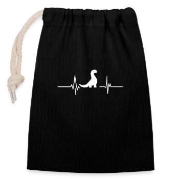 Heartbeat Dinosaur - Closable cotton gift bag (14x20cm) - black - Front
