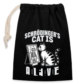 Le chat de Schrödinger mort et vif - Sac cadeau en coton avec cordon (14 x 20 cm) - noir - Devant