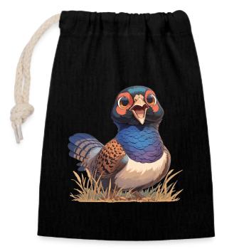 Pheasants Pheasant - Closable cotton gift bag (14x20cm) - black - Front
