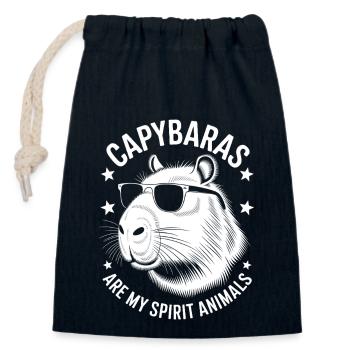 Capybara disant drôle de cadeau Capybara - Sac cadeau en coton avec cordon (14 x 20 cm) - bleu marine - Devant