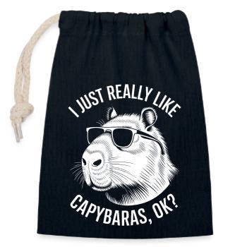 Capybara disant drôle de cadeau Capybara - Sac cadeau en coton avec cordon (14 x 20 cm) - bleu marine - Devant