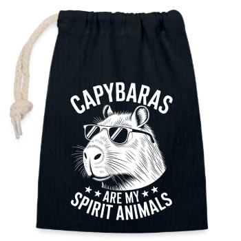 Capybara disant drôle de cadeau Capybara - Sac cadeau en coton avec cordon (14 x 20 cm) - bleu marine - Devant