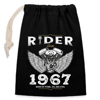 Rider Since 1967 - 58 Years, Still Revving Strong - Closable cotton gift bag (14x20cm) - black - Front