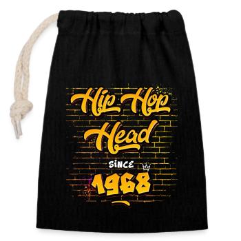 Tête de hip-hop depuis 1968 - 57 ans de comptines - Sac cadeau en coton avec cordon (14 x 20 cm) - noir - Devant
