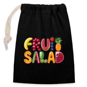 Un plaisir fruité avec des vitamines pour tous les jours - Sac cadeau en coton avec cordon (14 x 20 cm) - noir - Devant