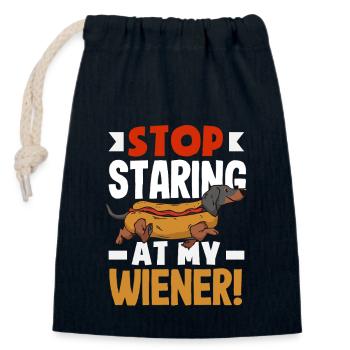Hot Dog Lover Stop Staring - Closable cotton gift bag (14x20cm) - navy - Front