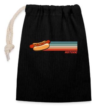 Amateur de hot-dogs Style nostalgique rétro - Sac cadeau en coton avec cordon (14 x 20 cm) - noir - Devant