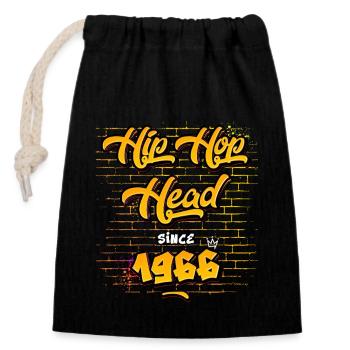 Tête de hip-hop depuis 1966 - 59 ans de rocking beats - Sac cadeau en coton avec cordon (14 x 20 cm) - noir - Devant