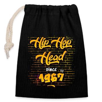 Hip-Hop Head seit 1967 - 58 Jahre Rap & Rhymes - Verschließbarer Geschenkbeutel aus Baumwolle (14x20cm) - Schwarz - Vorne