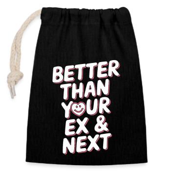 Mieux que votre ex et votre prochaine rupture Single Party - Sac cadeau en coton avec cordon (14 x 20 cm) - noir - Devant