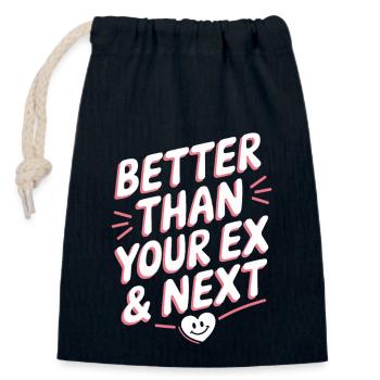 Mieux que votre ex et votre prochaine rupture Single Party - Sac cadeau en coton avec cordon (14 x 20 cm) - bleu marine - Devant