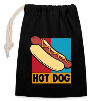 Amateur de hot-dogs Graphique rétro - Sac cadeau en coton avec cordon (14 x 20 cm) - noir - Devant
