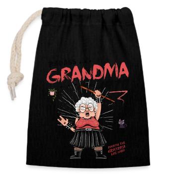 Vintage Badass Oma seit 1970 – 55 Jahre - Verschließbarer Geschenkbeutel aus Baumwolle (14x20cm) - Schwarz - Vorne