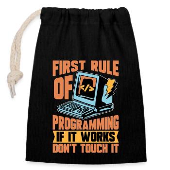 Coder First Rule Of Programming If Web Developer - Verschließbarer Geschenkbeutel aus Baumwolle (14x20cm) - Schwarz - Vorne