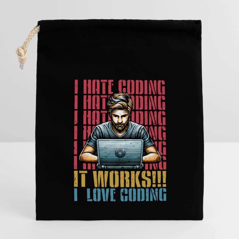 Codeur Je déteste coder Développeur Technologie Codeurs Sac cadeau en coton avec cordon (14 x 20 cm)