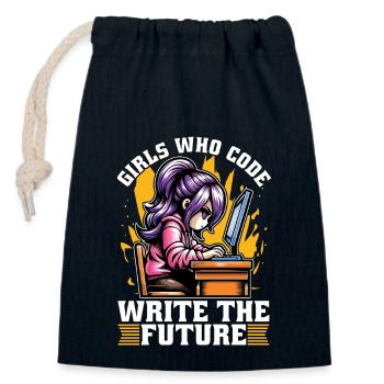Coder Girls Who Code Write The Future Developer - Verschließbarer Geschenkbeutel aus Baumwolle (14x20cm) - Navy - Vorne