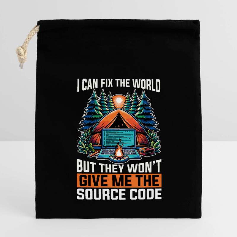 Coder Je peux réparer le monde Développeur Web Codeurs Sac cadeau en coton avec cordon (14 x 20 cm)