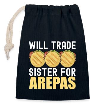 Venezuelan Arepas - Closable cotton gift bag (14x20cm) - navy - Front