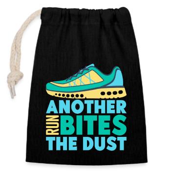 Courir une autre course mord le marathonien - Sac cadeau en coton avec cordon (14 x 20 cm) - noir - Devant