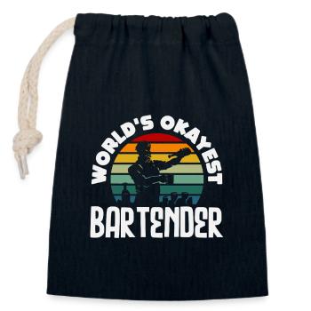 Le meilleur design de barman Okay au monde - Sac cadeau en coton avec cordon (14 x 20 cm) - bleu marine - Devant