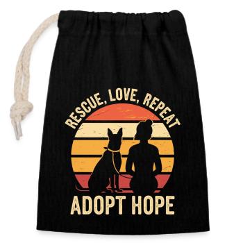 Dog Adoption - Adopt Hope – Rescue Starts Here - Closable cotton gift bag (14x20cm) - black - Front
