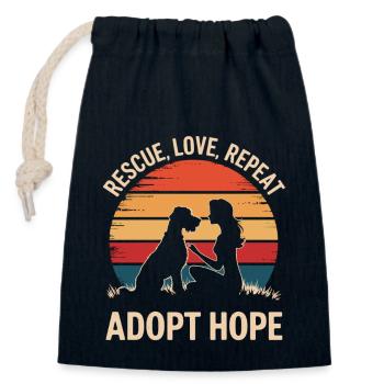 Dog Adoption Shirt for Women - Closable cotton gift bag (14x20cm) - navy - Front