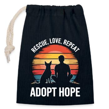 Dog Adoption Sunset - Closable cotton gift bag (14x20cm) - navy - Front