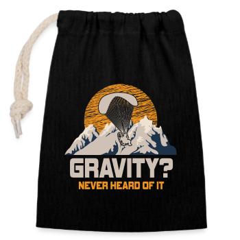 Hilarious Paramotor Gravity Meme - Closable cotton gift bag (14x20cm) - black - Front