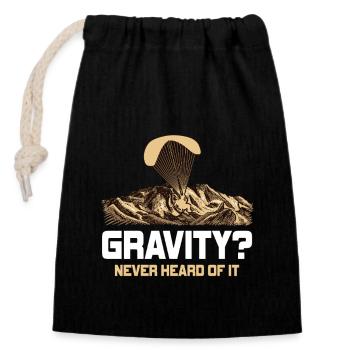 Hilarious Paramotor Gravity Meme - Closable cotton gift bag (14x20cm) - black - Front