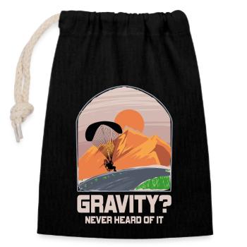 Hilarious Paramotor Gravity Meme - Closable cotton gift bag (14x20cm) - black - Front