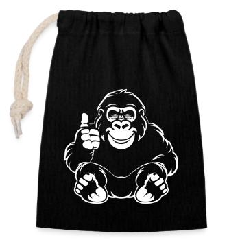 Gorilla - Verschließbarer Geschenkbeutel aus Baumwolle (14x20cm) - Schwarz - Vorne