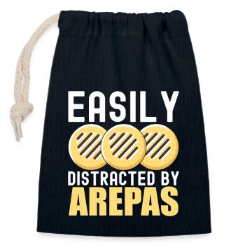 Venezuelan Arepas - Closable cotton gift bag (14x20cm) - navy - Front