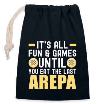 Venezuelan Arepas - Closable cotton gift bag (14x20cm) - navy - Front