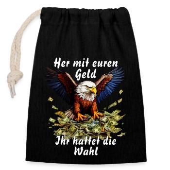 Give me your money, you had the choice - Closable cotton gift bag (14x20cm) - black - Front