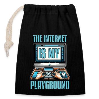 Coder The Internet Is My Playground Web Developer - Verschließbarer Geschenkbeutel aus Baumwolle (14x20cm) - Schwarz - Vorne